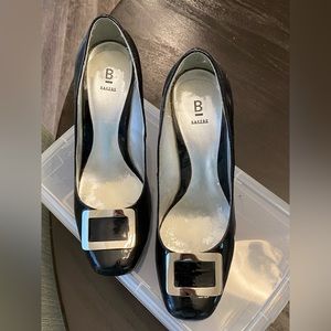 Black Patent Leather Buckle heels size 9